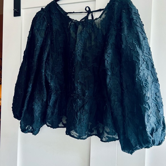 Free People Black Textured Blouse - Picture 3 of 8